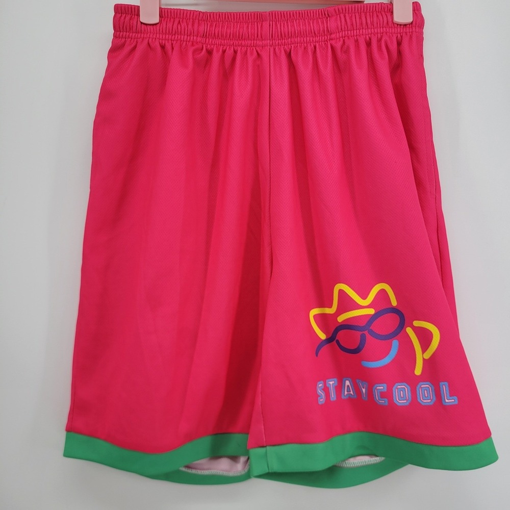 Staycoolnyc Mesh Basketball Shorts Pink Green Graphic L Gym Shorts As Seen On